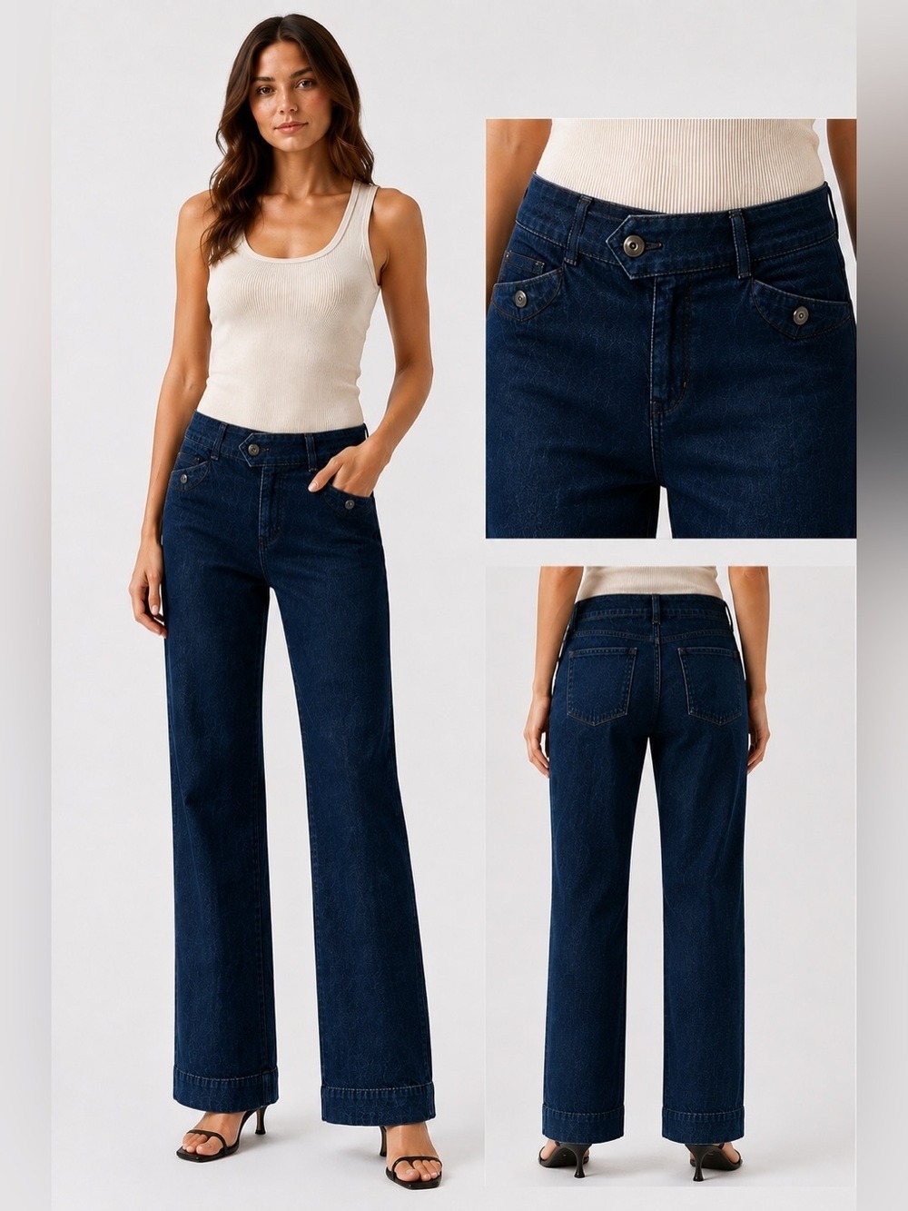 Dockers Dark Wash Wide Leg Trouser Jeans Size 6